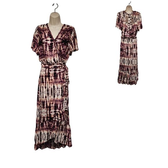 Chelsea & Violet Tie Dye Multicolor Ruffle Wrap Skirt/Top Set Size Small - Picture 1 of 16
